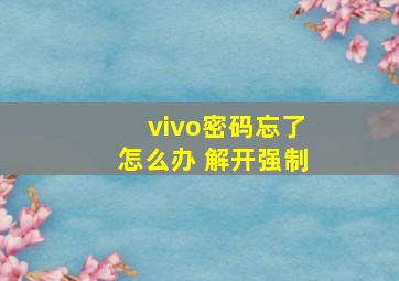 vivo密码忘了怎么办 解开强制